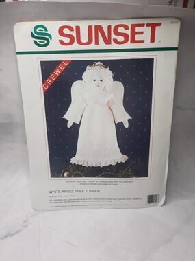 Vintage Dimensions Sunset Crewel White Angel Tree Topper Kit 18018 13 inch